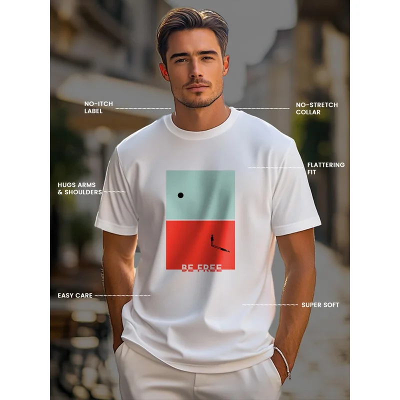 NOBERO  Men's White Cotton Regular Fit T-Shirt for Men | Best Price UAE