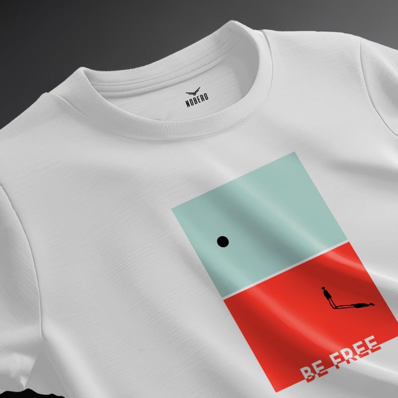 NOBERO Men's White Cotton Regular Fit T-Shirt - Image 3