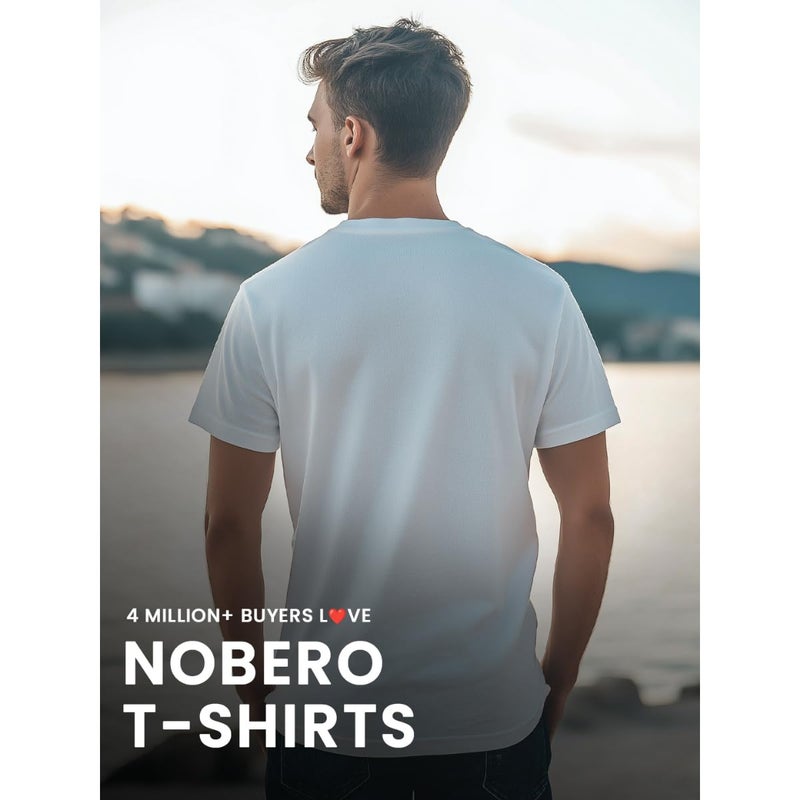 NOBERO Men's White Cotton Regular Fit T-Shirt - Image 4
