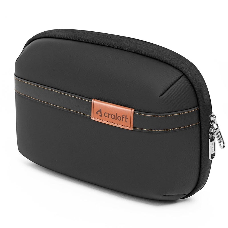 CRALOFT Store CRALOFT Tech Organizer Pouch - Water-Resistant Polyester Travel Bag for Cables, Gadgets, Hard Disk & Electronic Accessories - Multi-Compartment with Scratch-Proof Smartphone Pocket (Black) - Image 1