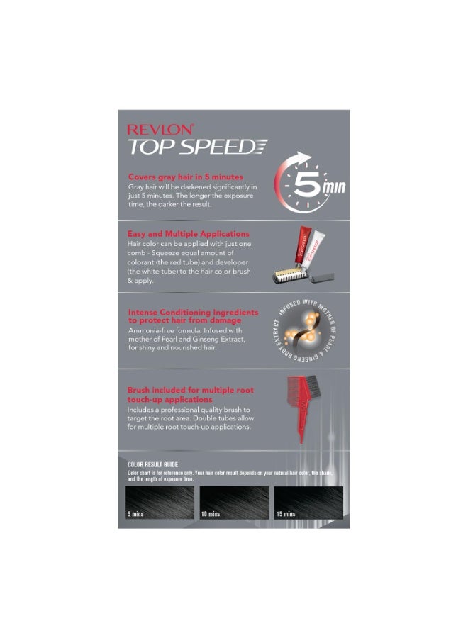 ريفلون صبغة شعر ريفلون توب سبيد للنساء - أسود طبيعي | خلاصة جذر الجينسنغ وعرق اللؤلؤ | تغطية كاملة للشعر الرمادي في 5 دقائق | خالية من الأمونيا، سهلة الاستخدام، وتنعيم مكثف للشعر - Image 3