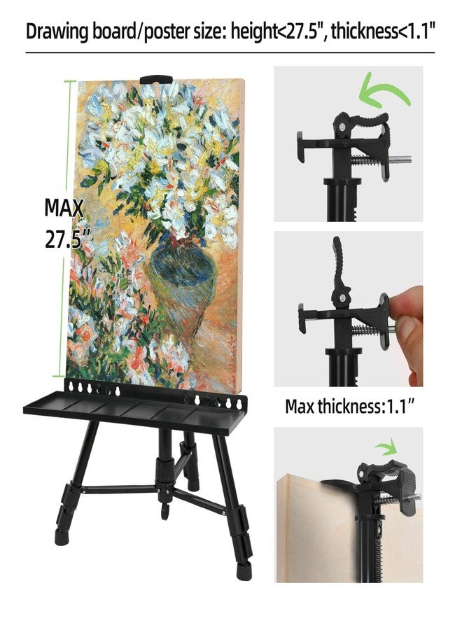 Newzealkids Artist Easel Stand Painting Stand Art Easel, 20" to 61" Art Easel for Painting Canvase & Displaying, Aluminum Adjustable Height Display Tripod with Portable Bag/Folding Keg/Apron.(Black) - Image 3