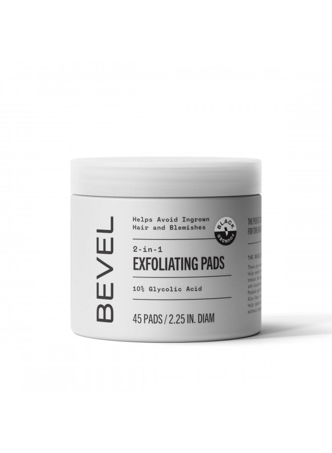 Bevel Bevel 10% Glycolic Acid Toner Pads for Face, Helps Remove Dead Skin Cells and Reduce Ingrown Hairs for Even Skin Tone and Texture, 45 Count (Packaging May Vary) - Image 1