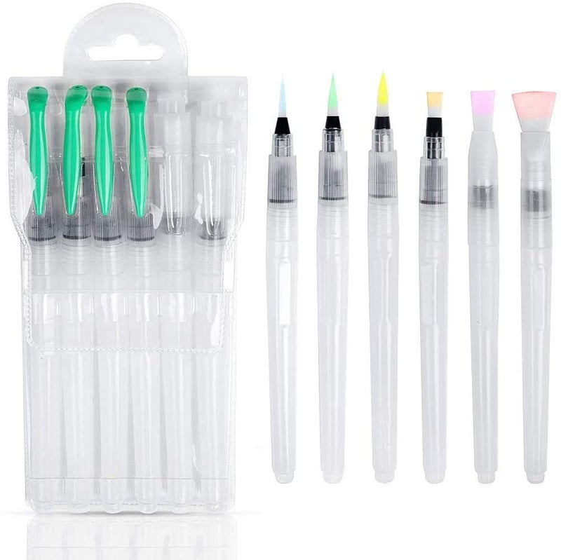 URBAN BOX URBAN BOX Water Brush Pens Premium Nylon Brushs Set of 6 Aqua Painting Brushes for Water Soluble Colored Pencil Powdered Pigment Watercolor PaintsArt Supplies for Beginners and Professional Artist - Image 2