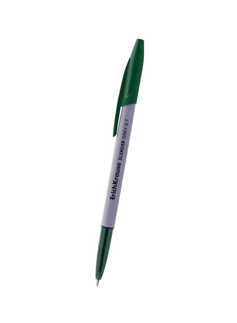 ErichKrause 50-Piece Slender Grey Stick Ballpoint Pen 0.7mm Tip Green Ink - Image 2