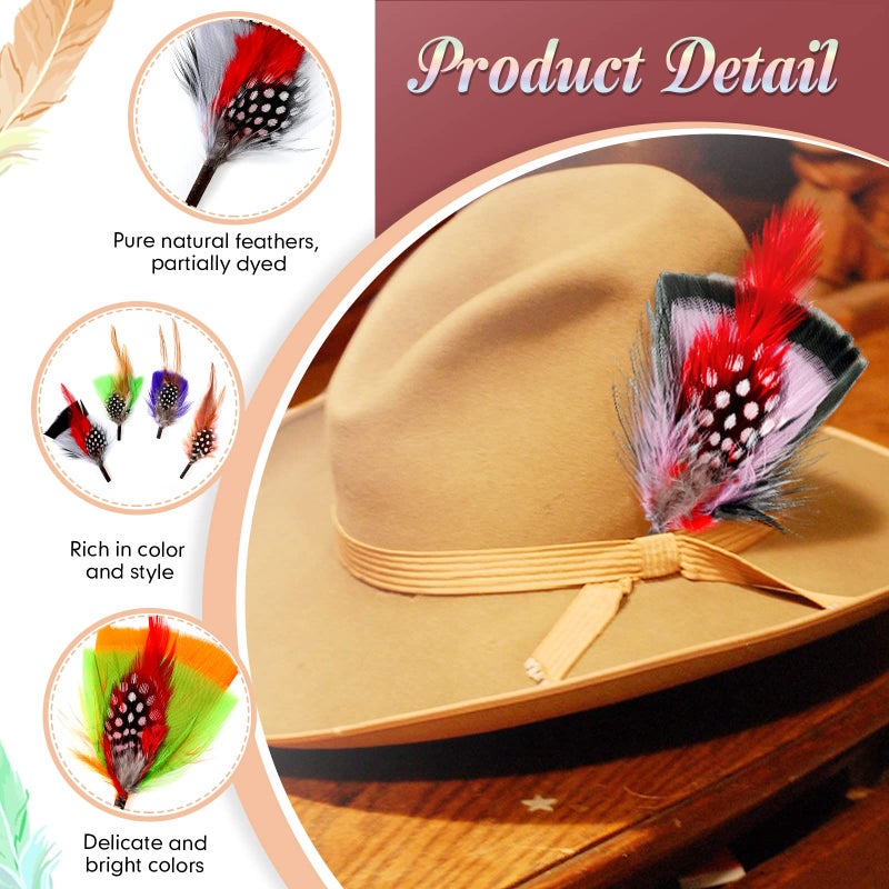 Geosar 36 Pieces Hat Feathers Colorful Large Hat Band Real Feathers Pack Xmas Pin decor for DIY Christmas Decorations Men Women Kids Cowboy Western Party Accessories - Image 4