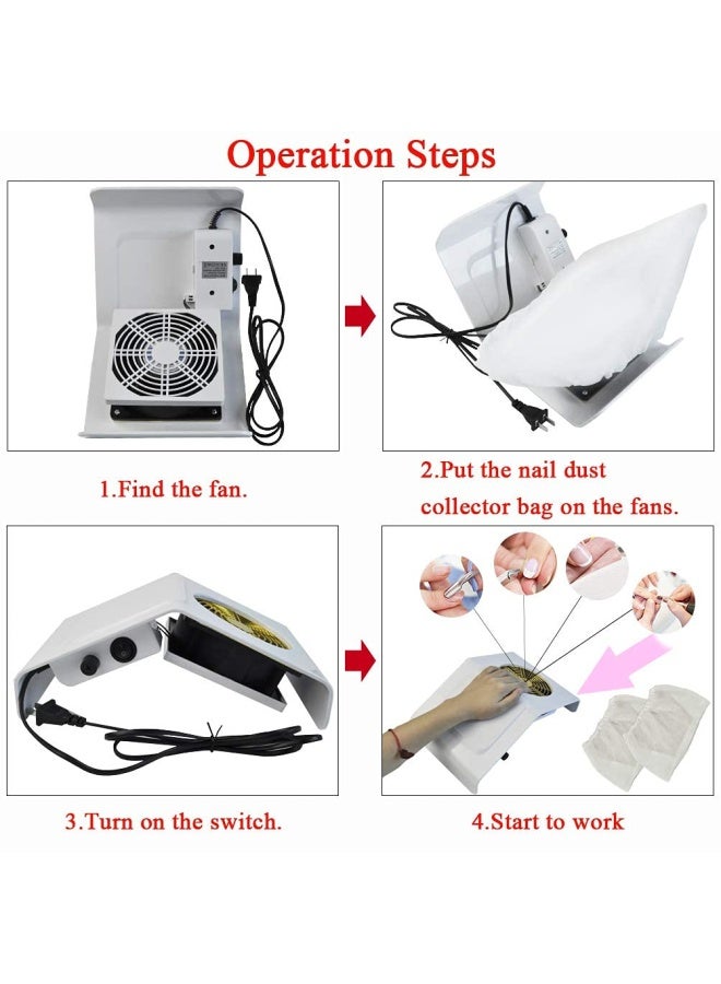 BLUETOP Nails Vacuum Nail Collector Dust Machine 40W Nail Dust Collector Fan Nail Cleaner for Manicure Acrylic Gel Nails - Nail Vacuum Cleaner Powerful Dust Extractor Nails Art Salon Collector for Salon Home - Image 5