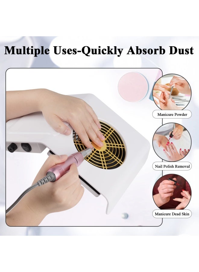 BLUETOP Nails Vacuum Nail Collector Dust Machine 40W Nail Dust Collector Fan Nail Cleaner for Manicure Acrylic Gel Nails - Nail Vacuum Cleaner Powerful Dust Extractor Nails Art Salon Collector for Salon Home - Image 4