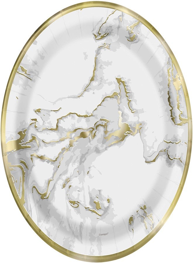 Unique Elegant Gold Foil Marble Round Dinner Plates - 9" (Pack of 10) - Elegant Party Plates for Weddings, Birthdays & Special Occasions - Image 1
