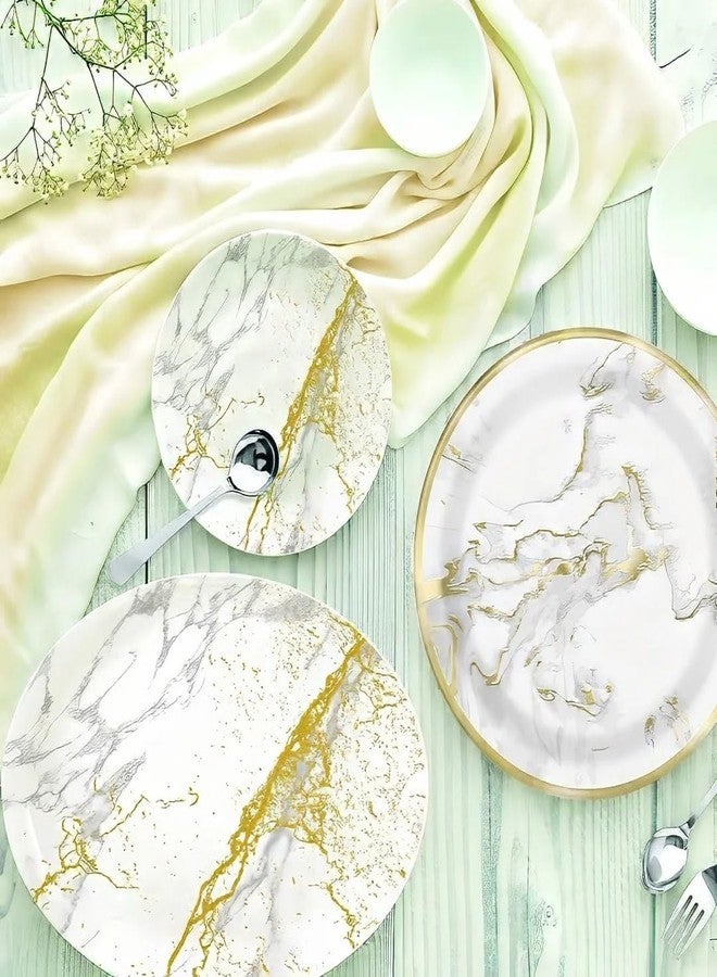 Unique Elegant Gold Foil Marble Round Dinner Plates - 9" (Pack of 10) - Elegant Party Plates for Weddings, Birthdays & Special Occasions - Image 3