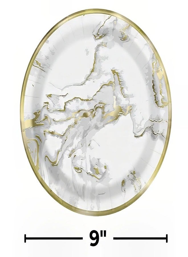 Unique Elegant Gold Foil Marble Round Dinner Plates - 9" (Pack of 10) - Elegant Party Plates for Weddings, Birthdays & Special Occasions - Image 4