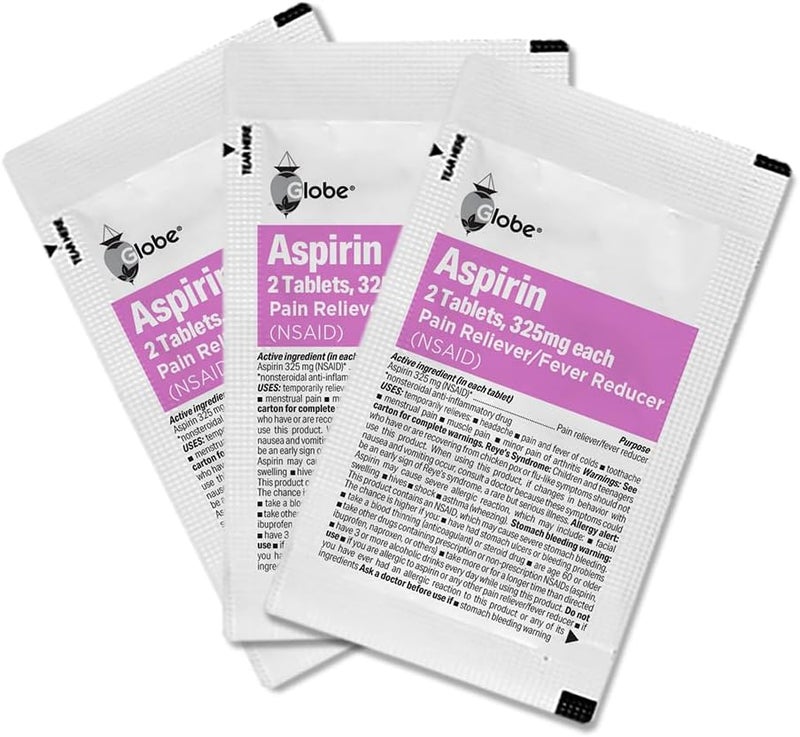 Globe أقراص أسبرين غلوب 325 ملغ 100 حبة عبوات للاستخدام الفردي مسكن للألم خافض للحرارة مسكن لآلام التهاب المفاصل تخفيف الصداع دواء الشقيقة مسكن للألم أسبرين - Image 4