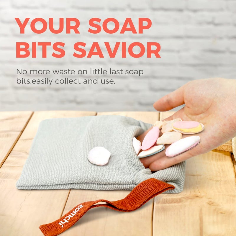 ZOMCHI 2 Pieces of Soap Bags with Gentle Roughness, Soap Savers for Bar Soap, Body Scrubbers for Use in Shower, Soap Exfoliating Bag - Image 4