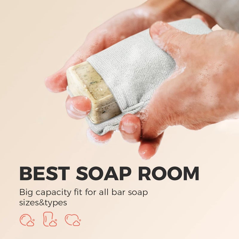 ZOMCHI 2 Pieces of Soap Bags with Gentle Roughness, Soap Savers for Bar Soap, Body Scrubbers for Use in Shower, Soap Exfoliating Bag - Image 5