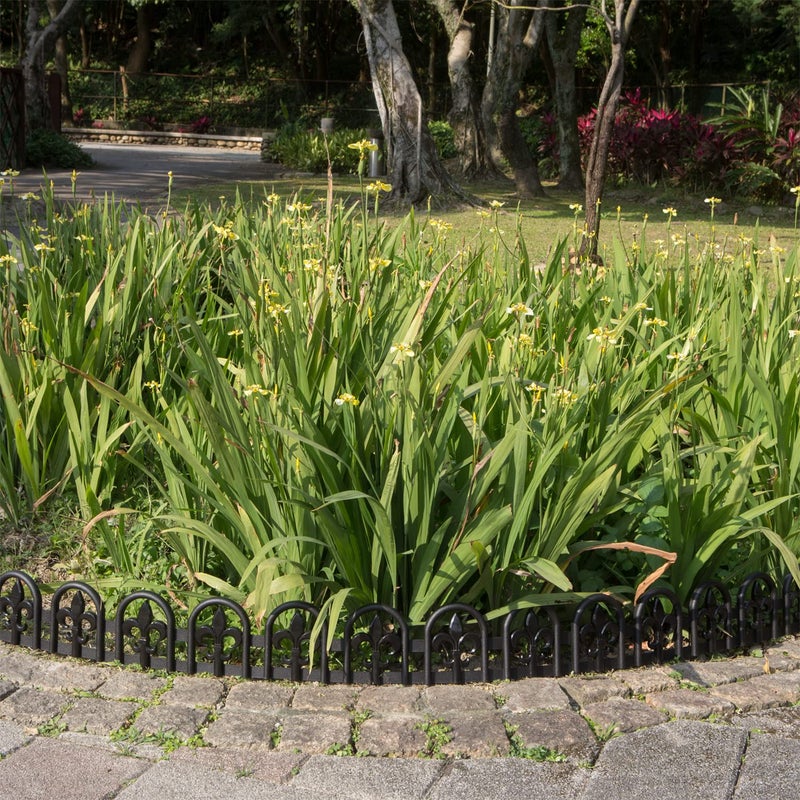 Evelyne Black Garden Border Plastic Edging â€“ PP Plastic, Metal-Free Wrought Iron Look Design, 15pcs Black Yard Landscaping Fence Liner Lawn Edge Barrier, 20ft Kit of Decorative Lawn Landscape Panels - Image 5