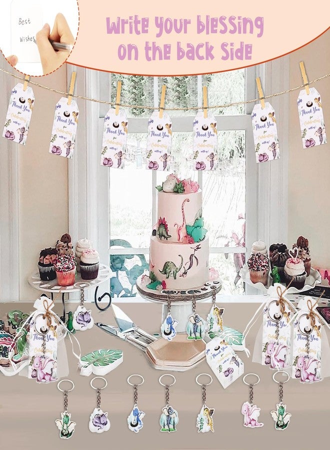 Serencatcher 72Pcs Dragon Party Favors, Dragon Baby Shower Decorations, Watercolor Dragon Thank You Tags Keychain White Organza Bags for Hatching Soon Baby Shower Birthday Party Supplies - Image 4