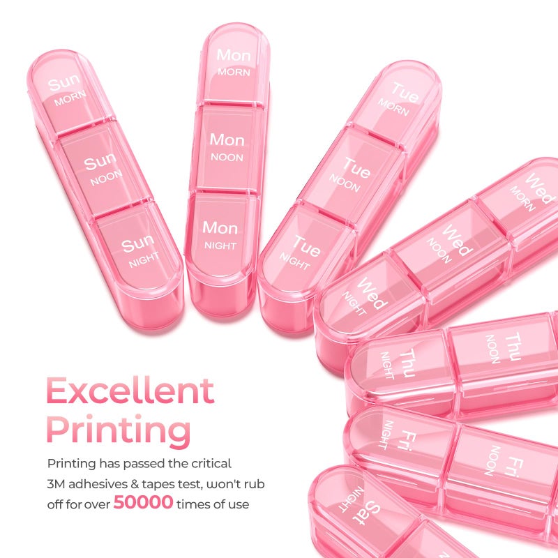 Daviky Pill Organizer 3X a Day, Weekly Pill Box 7 Day, Travel Pill Case with Large Containers, 3 Times Medcine Organizer for Vitamins, Medication, Supplements and Fish Oils (Pink) - Image 4