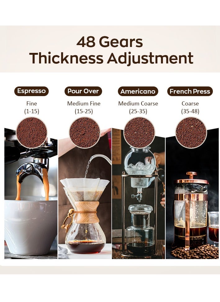 Cafelffe - Electric Conical Burr Coffee Grinder Automatic 48 Precise Grinding Setting and Anti-Static Coffee Bean Grinder - Image 1