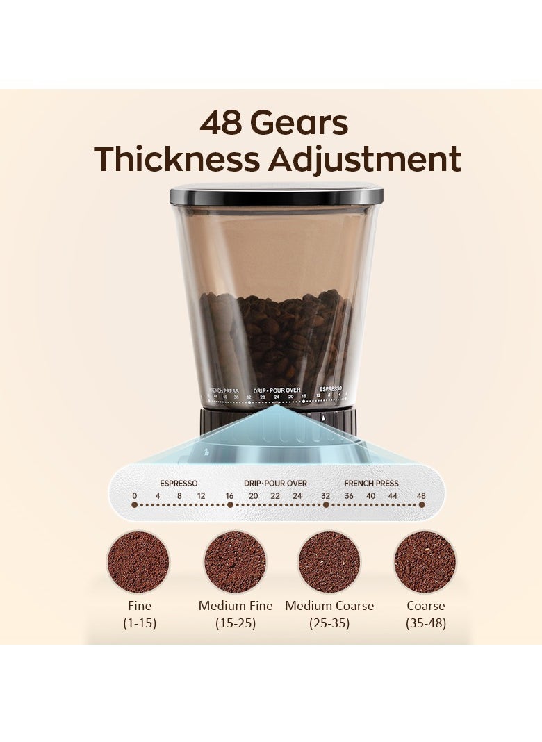 Cafelffe - Electric Conical Burr Coffee Grinder Automatic 48 Precise Grinding Setting and Anti-Static Coffee Bean Grinder - Image 1