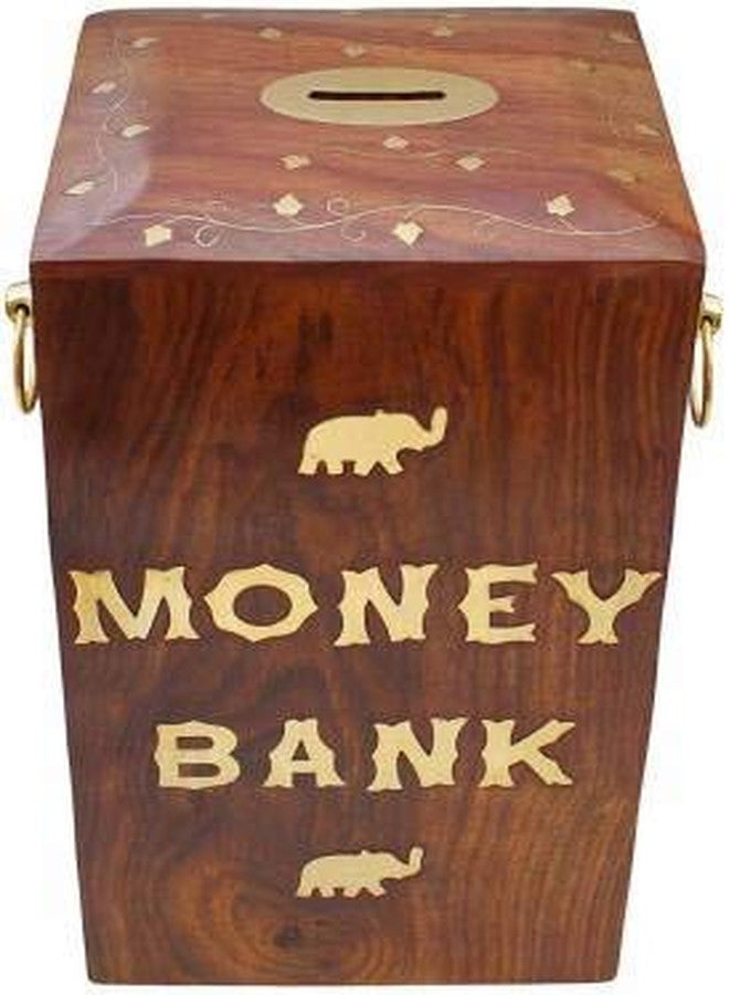 Giftoshopee Handicrafted Wooden Money Bank - Large Piggy Bank-HOM Decor Coin Box for Kids and Adults - Image 3
