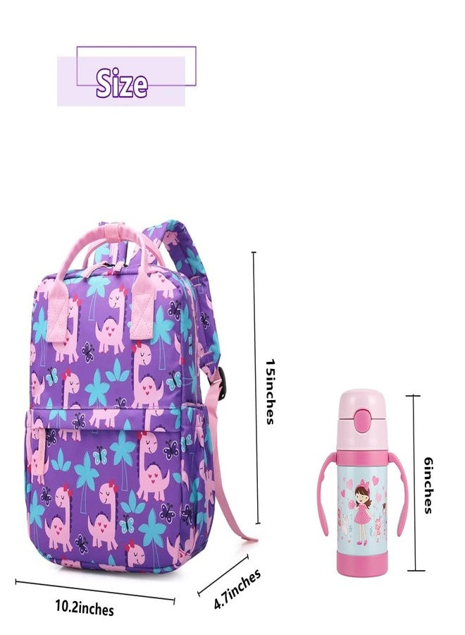 KingCheer Cute Preschool Backpack Toddler School Book Bag for Girls Boys Kids Kindergarten Nursery Travel Bag with Chest Strap(12inch, Girly Dinosaur) - Image 2
