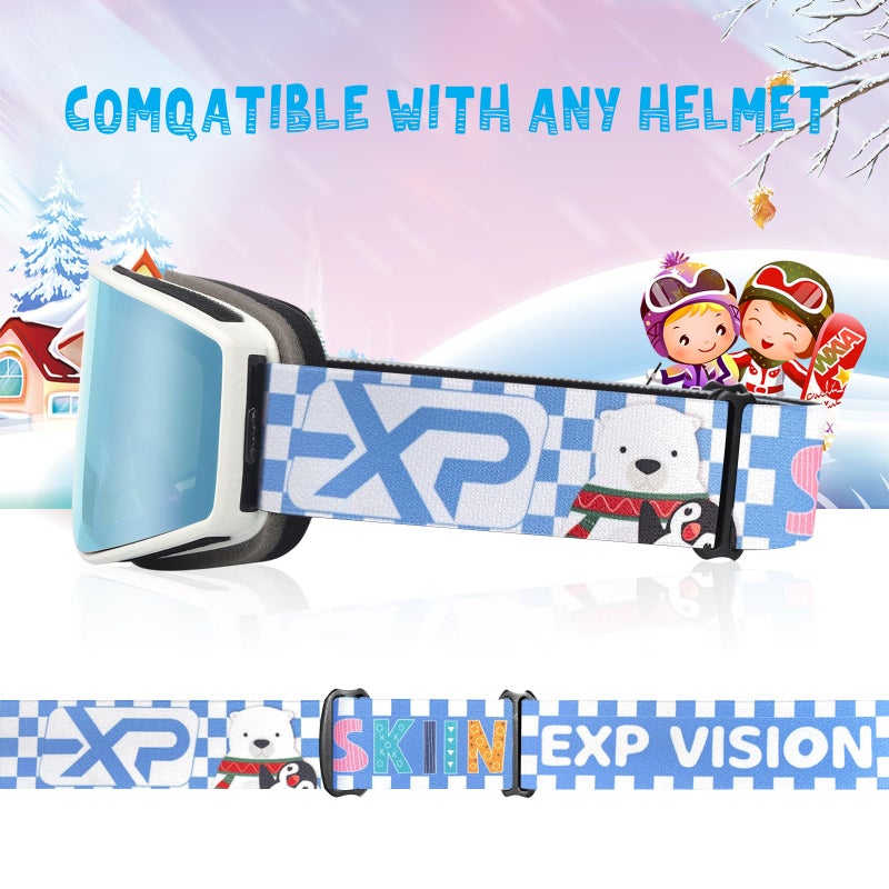 EXP VISION Kids Ski/Snowboard Goggles, Child Snow Goggles Over Glasses for Boys Girls Toddler Age 4-14 (Kids Ski Goggles-Dream Blue) - Image 5