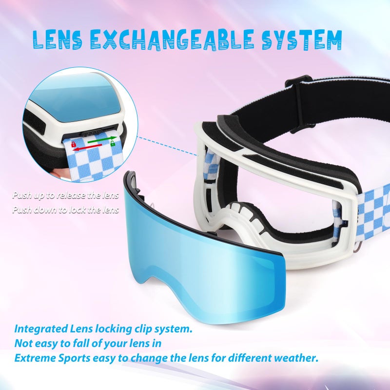 EXP VISION Kids Ski/Snowboard Goggles, Child Snow Goggles Over Glasses for Boys Girls Toddler Age 4-14 (Kids Ski Goggles-Dream Blue) - Image 4