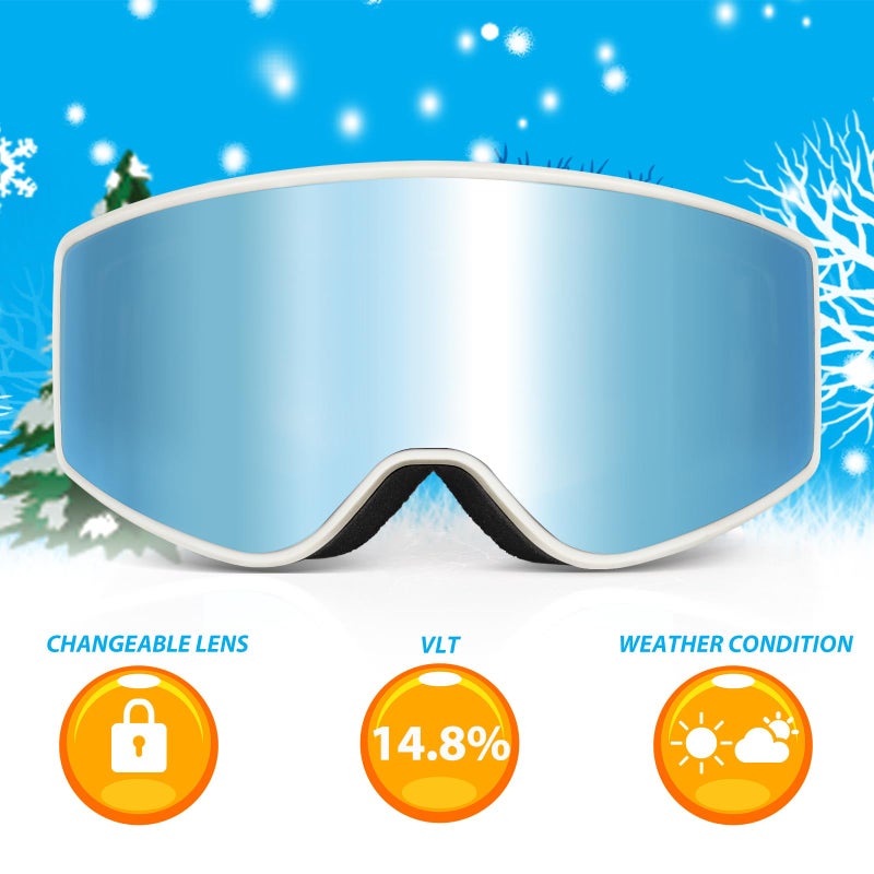 EXP VISION Kids Ski/Snowboard Goggles, Child Snow Goggles Over Glasses for Boys Girls Toddler Age 4-14 (Kids Ski Goggles-Dream Blue) - Image 3