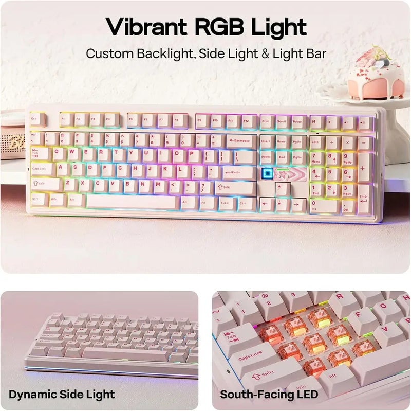 Aula F108 Pro V2 Mechanical Gaming Keyboard, Tri-Mode, 100% Layout, RGB Backlight, Hot-Swap Keycaps, for PC Esports - Image 4