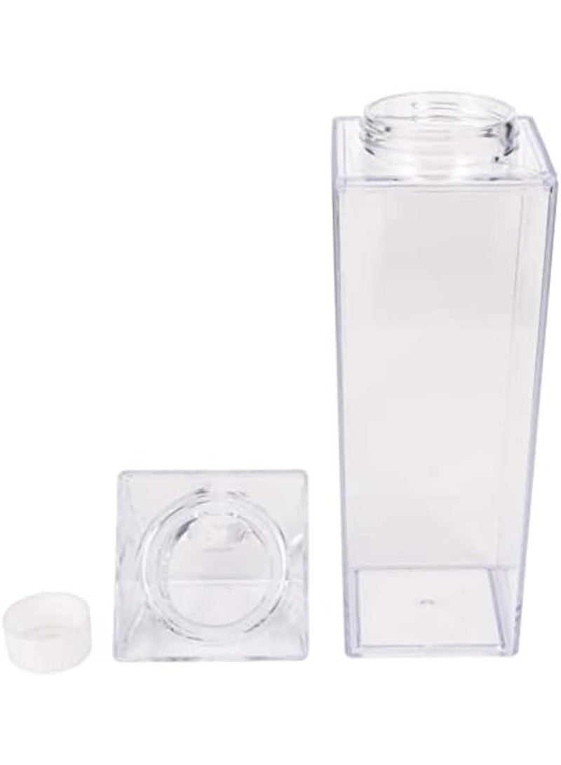 Luckam 2 Pack Milk Carton Water Bottle, Clear Square Plastic Milk Bottles Portable Transparent Juice Bottle for Outdoor Sports Travel Camping(500ml) - Image 5