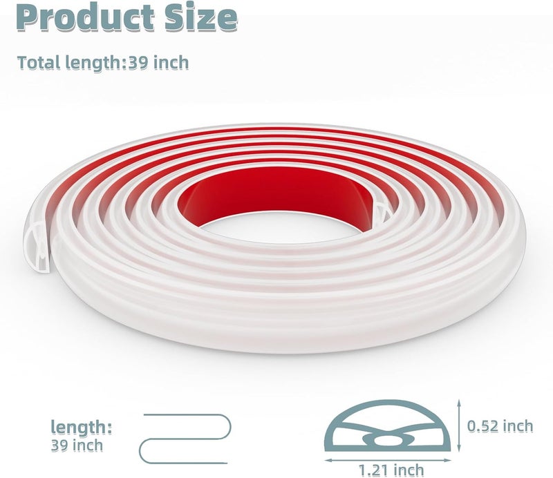 Conwang Store 39Inch New Shower Threshold Water Dam Barrier,Collapsible Self-Adhesive Silicone Shower Water Guard for Bathroom Bathtub and Kitchen,Shower Water Blocker Suitable for Wheelchair Acces(Transparent) - Image 2
