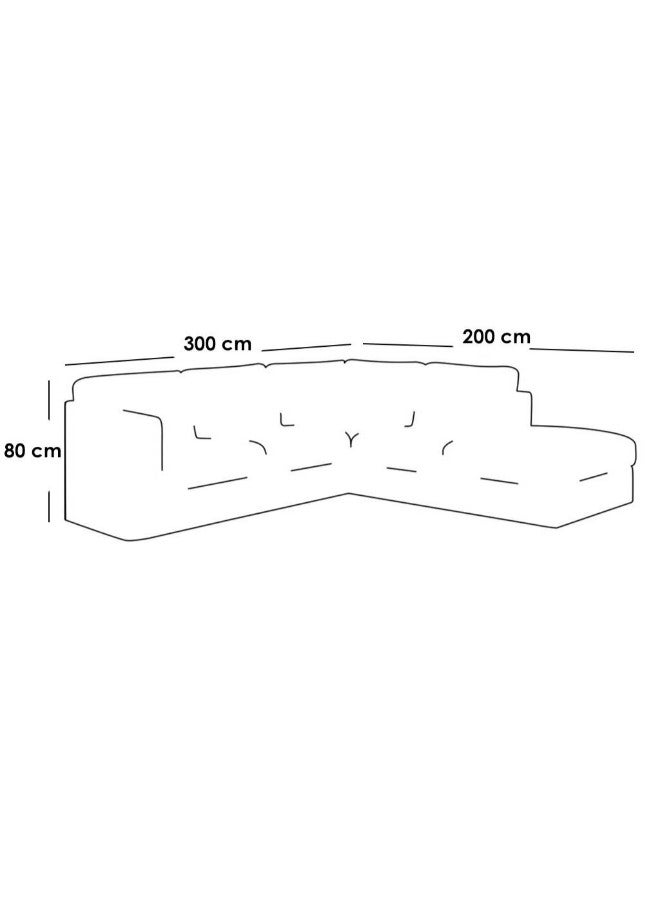Al Home 4 Seater L-shape Sofa velvet 200x300x80 Cm - White - Image 2