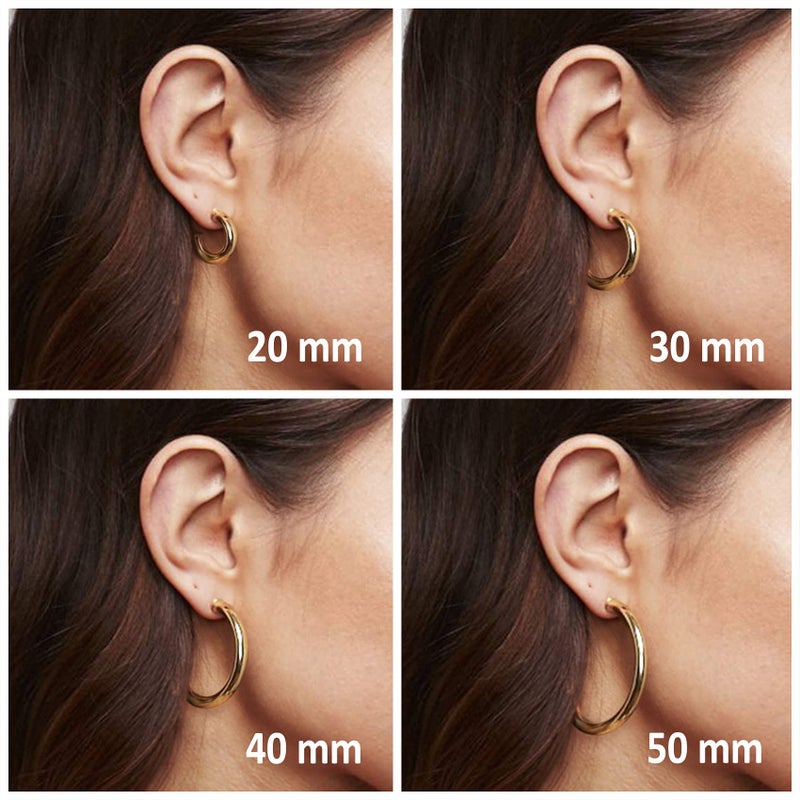 PAVOI 14K Yellow Gold Vermeil Lightweight Chunky Open Hoops | 30mm Yellow Gold Hoop Earrings for Women - Image 3