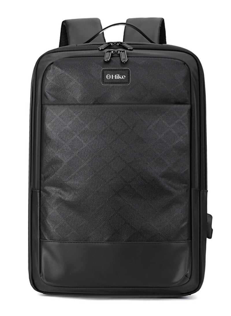 هايك Unisex Computer Shoulder Backpack Water Resistant Daypack with Built in USB port and Separate Laptop Compartment for Travel/Business/College, HK2301- Black - Image 3