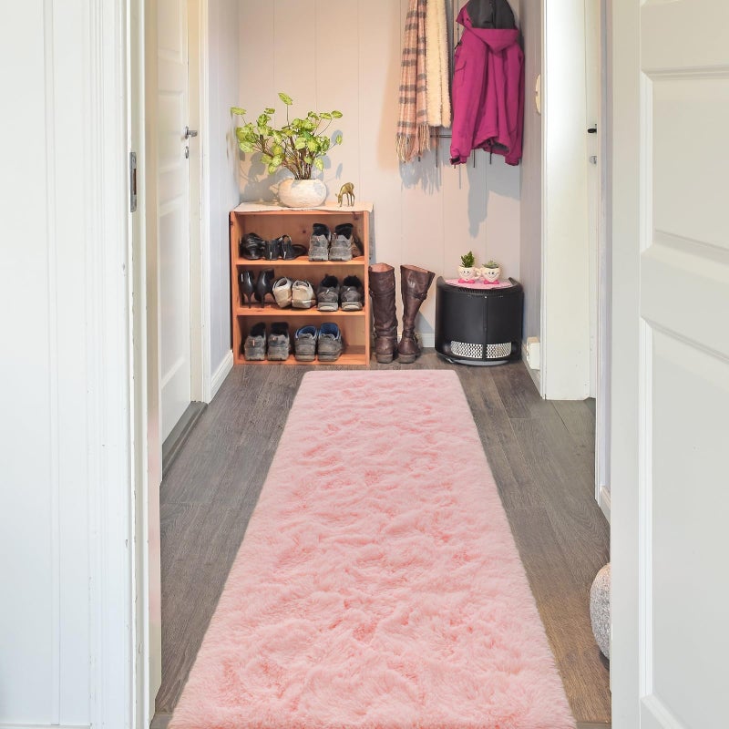Terrug Tergipluffy Runner Brug for Bedroom Room 2x6 Pink Area Pruck سجادة قابلة للغسل - Image 2
