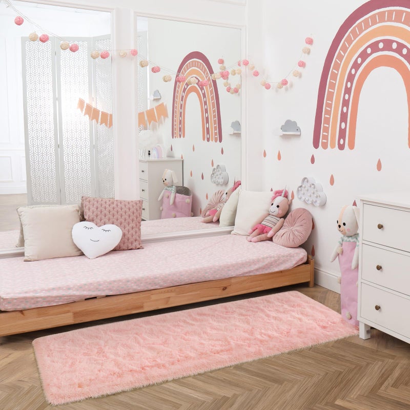 Terrug Tergipluffy Runner Brug for Bedroom Room 2x6 Pink Area Pruck سجادة قابلة للغسل - Image 1