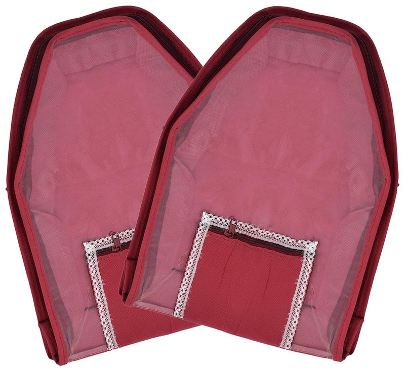 Kuber Industries Kuber Industries 2 Piece Non Woven Blouse Cover with Front Transparent Window with Attached Pocket Set MaroonCTKTC045232 - Image 1