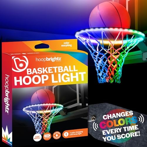 Brightz HoopBrightz LED Basketball Hoop Light - Basketball Gifts for Boys 10 8 12 14 - Light Up Basketball Hoop for Kids - Basketball Accessories for Boys - Outdoor Summer Fun Games for All Ages - Image 1