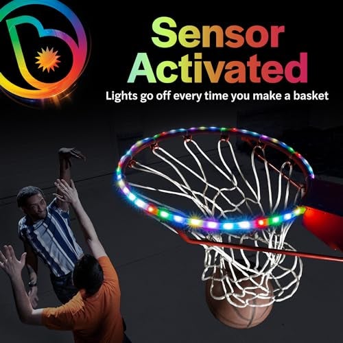 Brightz HoopBrightz LED Basketball Hoop Light - Basketball Gifts for Boys 10 8 12 14 - Light Up Basketball Hoop for Kids - Basketball Accessories for Boys - Outdoor Summer Fun Games for All Ages - Image 4