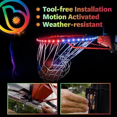 Brightz HoopBrightz LED Basketball Hoop Light - Basketball Gifts for Boys 10 8 12 14 - Light Up Basketball Hoop for Kids - Basketball Accessories for Boys - Outdoor Summer Fun Games for All Ages - Image 5
