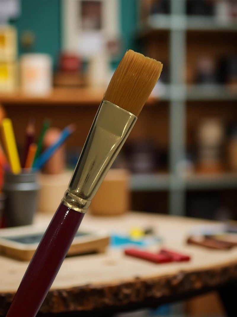 POLO Synthetic Hair Flat Brushes 9 | Pack of 5 | Professional Fine Edge Paintbrush Set for Acrylic, - Image 3