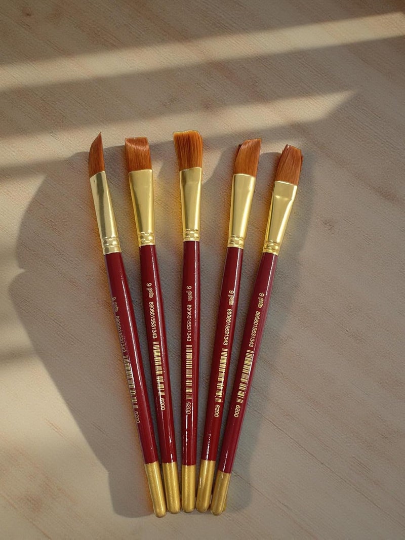 POLO Synthetic Hair Flat Brushes 9 | Pack of 5 | Professional Fine Edge Paintbrush Set for Acrylic, - Image 2