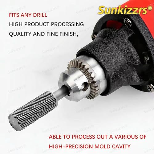 Sunkizzrs® 5-Pcs HSS Metal File Burr Drill Bit Set —Metal Working Rasps 6mm (1/4") Round Shank —High Speed Steel Rotary File Rasps for Deburring, Grinding, Shaping & Rust Removal - Image 5