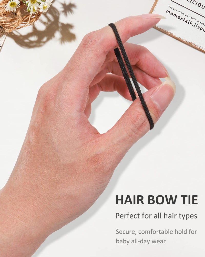 Jollybows 300pcs Baby Hair Ties Girls Elastic Hair Accessories Small Nylon Hair Bands for Toddler Infant Ponytail Holders 1" Black Mini Kids Hairband - Image 3