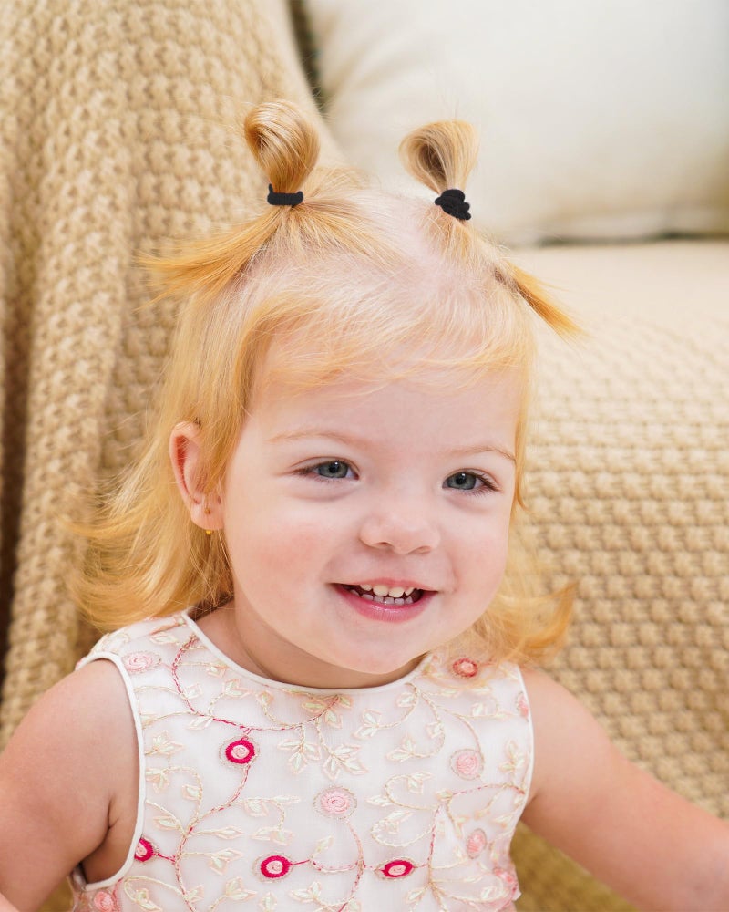 Jollybows 300pcs Baby Hair Ties Girls Elastic Hair Accessories Small Nylon Hair Bands for Toddler Infant Ponytail Holders 1" Black Mini Kids Hairband - Image 5