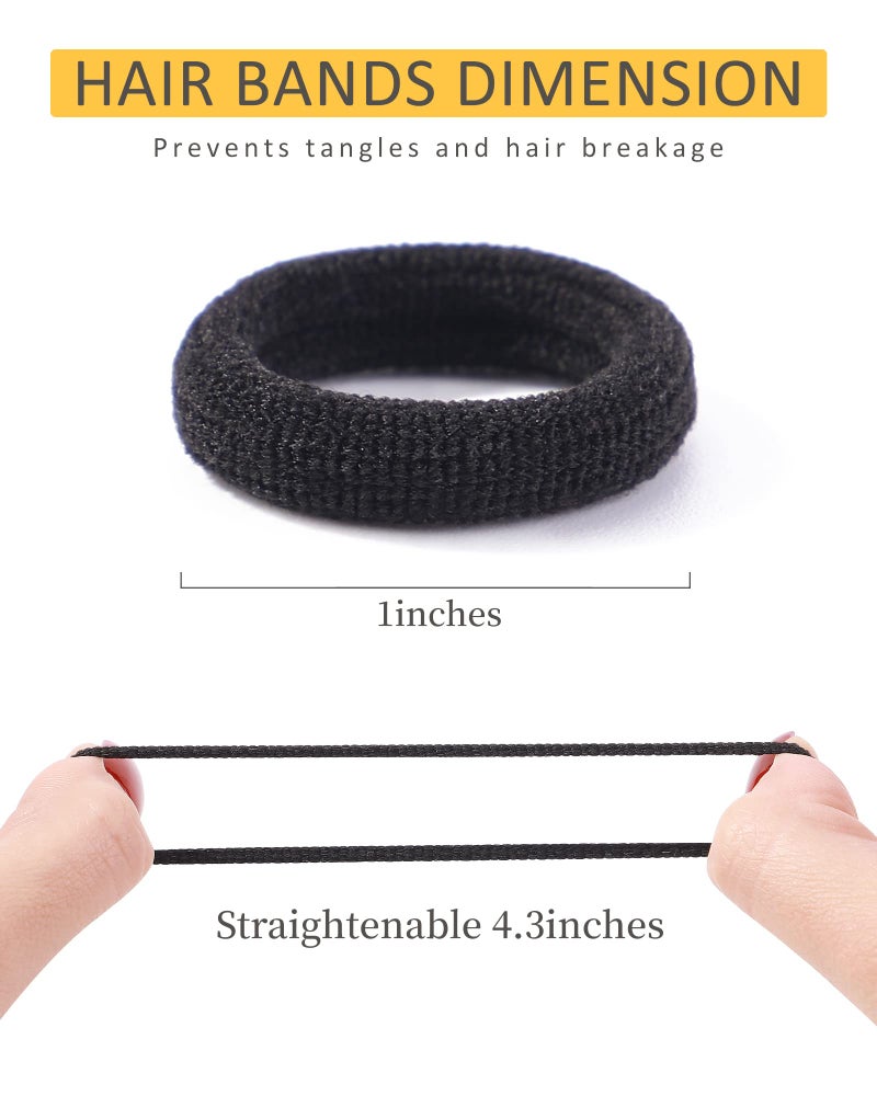 Jollybows 300pcs Baby Hair Ties Girls Elastic Hair Accessories Small Nylon Hair Bands for Toddler Infant Ponytail Holders 1" Black Mini Kids Hairband - Image 2