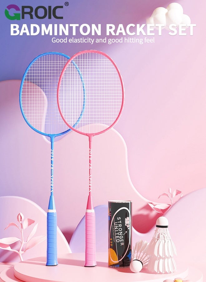 GROIC مجموعة مضارب الريشة للأطفال والآباء 9 قطع، مدرب الريشة، معدات تدريب الريشة مع 4 مضارب ريشة، 3 كرات ريشة، 2 حقيبة حمل - Image 3