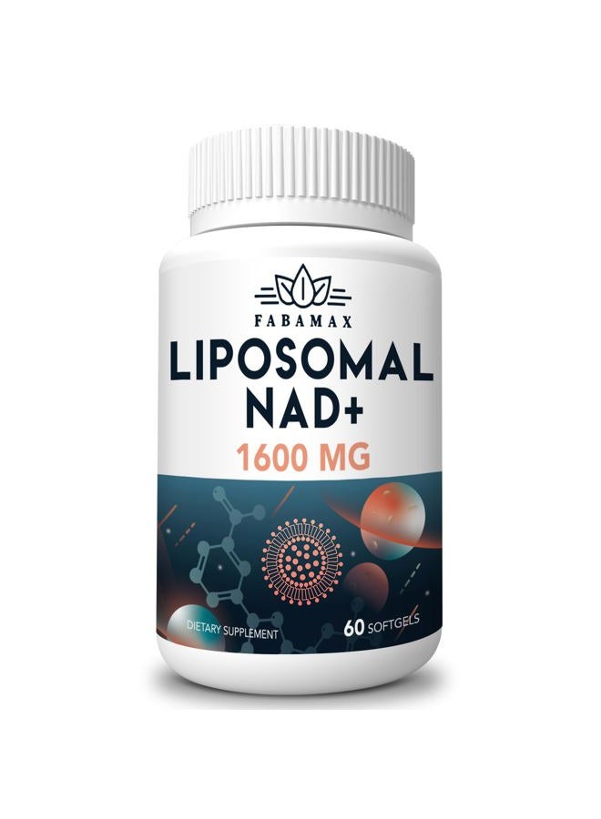 Fabamax 1600 mg Liposomal NAD Supplement, 98% Pure NAD+ Supplement, Superior Absorption, Alternative to Nicotinamide Riboside or NADH to Boost NAD+ for Aging Defense, Energy, Longevity,60 Softgels - Image 1