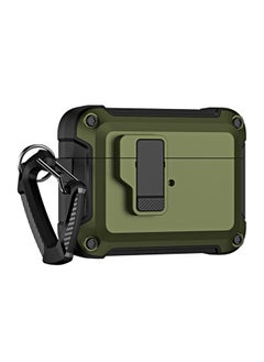 Case Cover For AirPods Pro 2 TPU + PC Wireless Bluetooth Earphone Protective Case with Switch Lock & Hook Dark Green