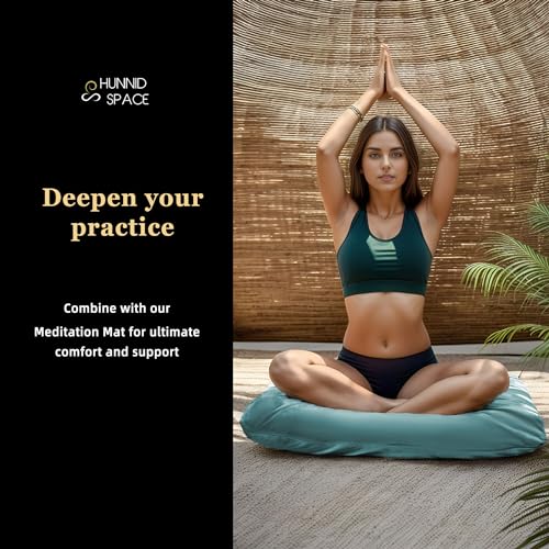 hunnidspace Meditation Zafu Cushion Set with Buckwheat Hulls & Memory Foam - Ergonomic Support for Yoga & Sitting - Removable Machine-Washable Luxury Velvet Cover - for Adults and Kids (Green) - Image 4